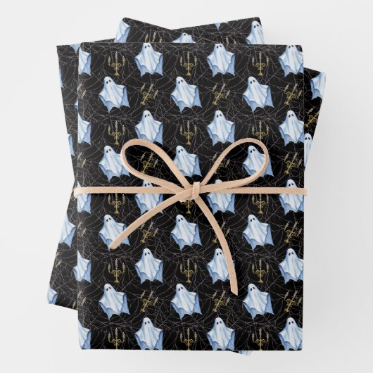 Spook, Cobwebs & Candelabra Halloween Gotisch Inpakpapier Vel (In situ)