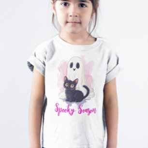 Spook Cute Zwarte Kat Roze Griezelig Seizoen T-shirt
