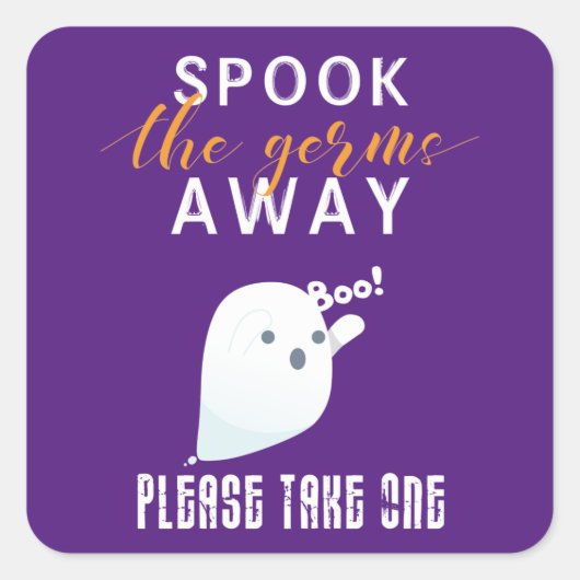 Spook de ziektekiemen weg Halloween paarse sticker (Voorkant)