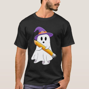 Spook die een potlood vasthoudt Halloween kostuum T-shirt
