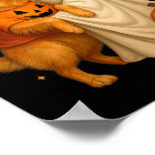 Spook die gouden hond vasthoudt Halloween - Grappi Poster (Hoek)