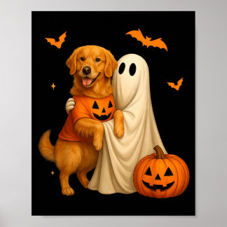 Spook die gouden hond vasthoudt Halloween - Grappi Poster
