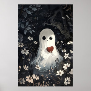 Spook die hart vasthoudt in bloem bos afdruk poster
