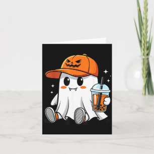 Spook die koffie drinkt Grappig Halloween-kostuum Kaart