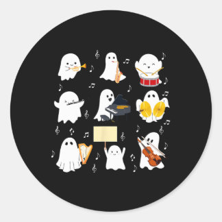 Spook die muziekinstrumenten bespeelt Halloween-mu Ronde Sticker