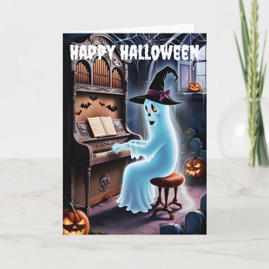 spook die op het orgel speelt feestdagen kaart (Voorkant)