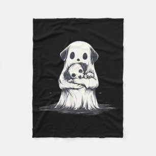 Spook die puppyhond vasthoudt, grappig Halloween-k Fleece Deken