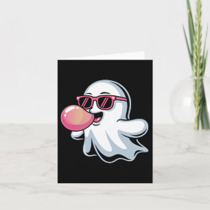 Spook die roze bubbelgom blaast Halloween peuter j Kaart