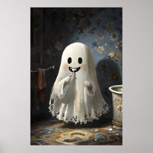 Spook die Tanden Borstelt Badkuip Afdruk, Donkere  Poster
