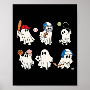 Spook die voetbal speelt voet verkopen schets kind poster