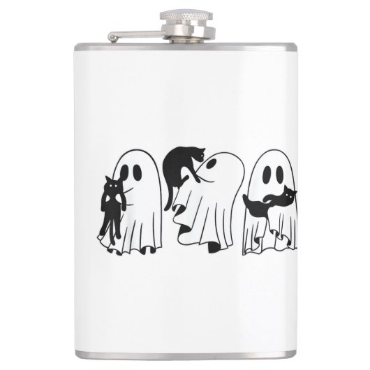 Spook die Zwarte Kat Vasthoudt Grappig Halloween K Heupfles (Voorkant)