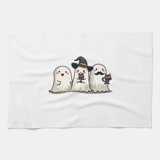 Spook die Zwarte Kat Vasthoudt Grappig Halloween K Theedoek (Horizontaal)