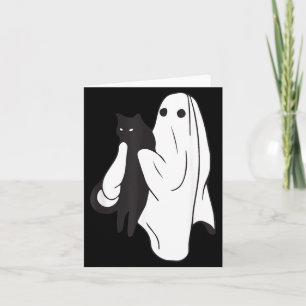 Spook die zwarte kat vasthoudt Halloween kattenlie Kaart