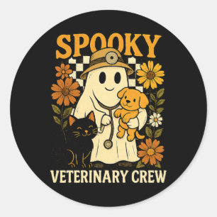 Spook die zwarte kat vasthoudt Honden dierenarts H Ronde Sticker