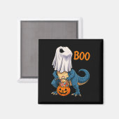 Spook Dinosaur T Rex Pompoen Boo Grappig Halloween Magneet (Voorkant / Achterkant)