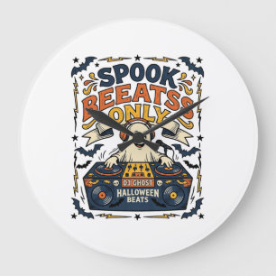 Spook DJ Spooky Beats Vintage Gravure Halloween  Grote Klok