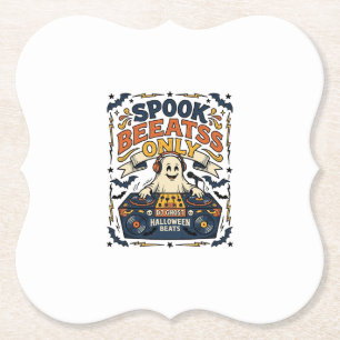 Spook DJ Spooky Beats Vintage Gravure Halloween  Kartonnen Onderzetters