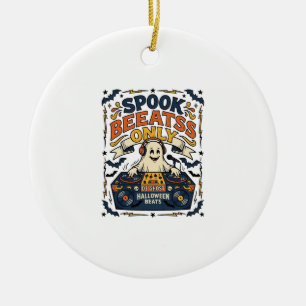 Spook DJ Spooky Beats Vintage Gravure Halloween Keramisch Ornament
