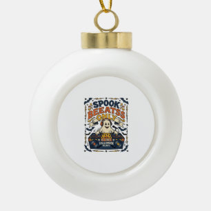 Spook DJ Spooky Beats Vintage Gravure Halloween Keramische Bal Ornament