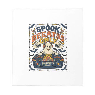 Spook DJ Spooky Beats Vintage Gravure Halloween Notitieblok