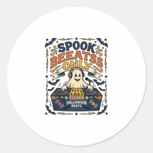 Spook DJ Spooky Beats Vintage Gravure Halloween Ronde Sticker