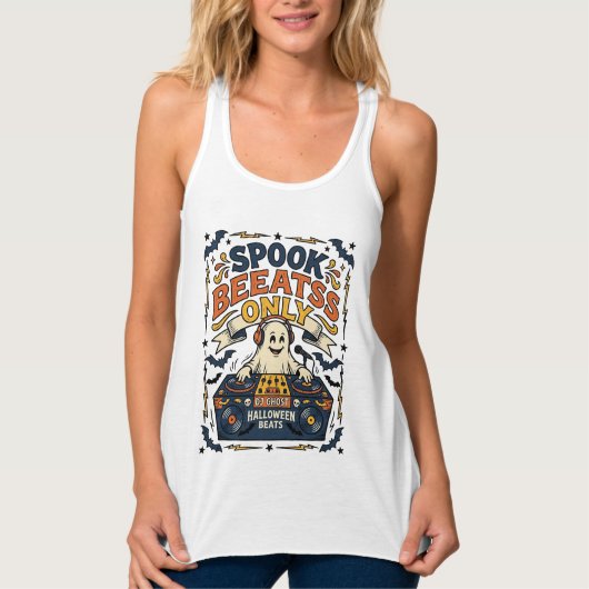 Spook DJ Spooky Beats Vintage Gravure Halloween Tanktop (Voorkant)