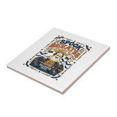 Spook DJ Spooky Beats Vintage Gravure Halloween Tegeltje (Zijkant)