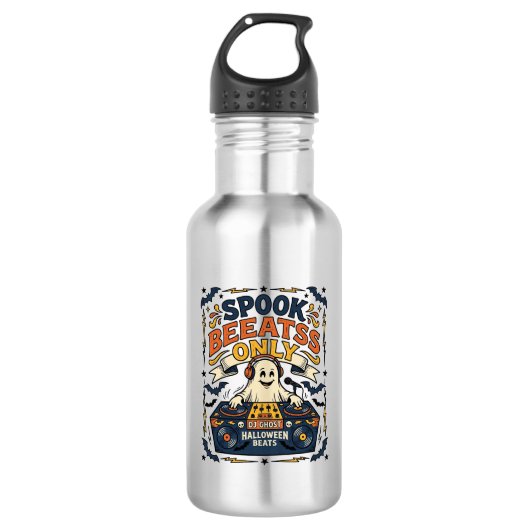 Spook DJ Spooky Beats Vintage Gravure Halloween  Waterfles (Voorkant)