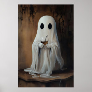 Spook drank wijn cocktail print, spook bar poster