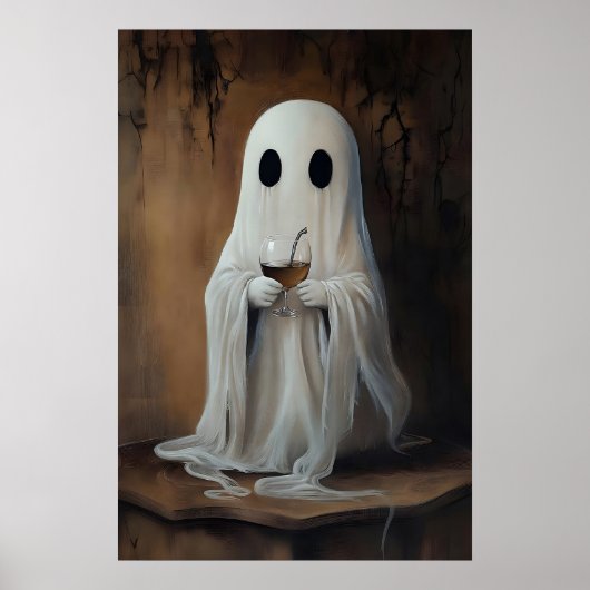 Spook drank wijn cocktail print, spook bar poster (Voorkant)