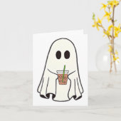 Spook Drink Koffie Grappig Halloween Kostuum Coff Kaart (Gele Bloem)
