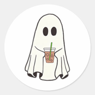 Spook Drink Koffie Grappig Halloween Kostuum Coff Ronde Sticker