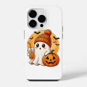 Spook drinkt ijskoffie met pompoen Halloween iPhone 14 Plus Hoesje