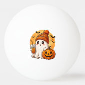 Spook drinkt ijskoffie met pompoen Halloween Pingpongbal (Voorkant)