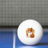 Spook drinkt ijskoffie met pompoen Halloween Pingpongbal (Net)