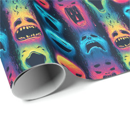 Spook Emoji Gloei - Geesten van Neon Gezichten Cadeaupapier