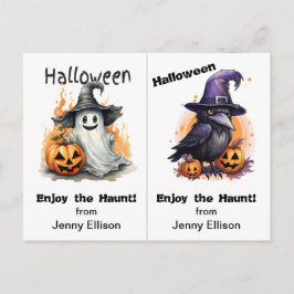 Spook en Crow School Party Halloween Kaart