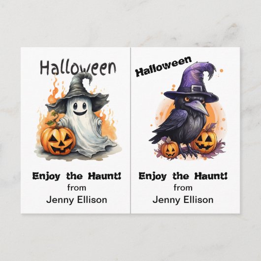 Spook en Crow School Party Halloween Kaart (Voorkant)