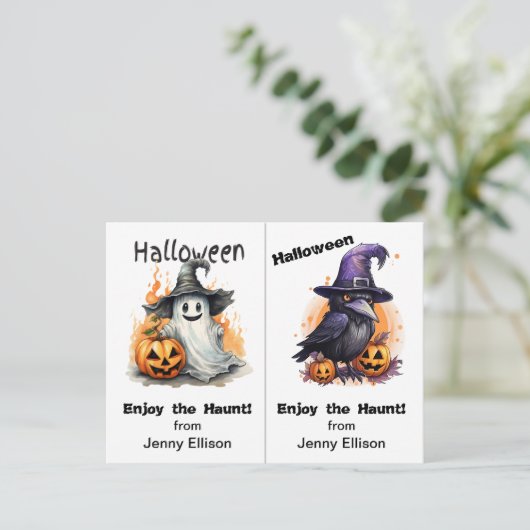 Spook en Crow School Party Halloween Kaart (Staand voorkant)