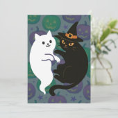 Spook- en Heksenkat Duo Kaart (Staand voorkant)