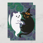 Spook- en Heksenkat Duo Kaart (Voorkant / Achterkant)