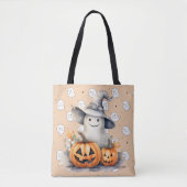 Spook en Jack-O' Lanterns Licht Sinaasappel Hallow Tote Bag (Voorkant)