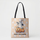Spook en Jack-O' Lanterns Licht Sinaasappel Hallow Tote Bag (Voorkant)
