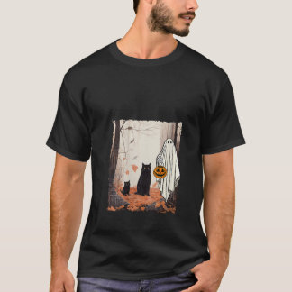 Spook en katten in bos Herfst herfst Halloween Cos T-shirt