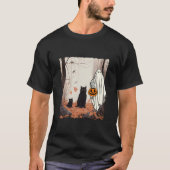 Spook en katten in bos Herfst herfst Halloween Cos T-shirt (Voorkant)