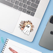 Spook en koffie sticker (Laptop met iPhone)