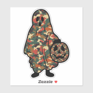Spook en pompoen in camouflage sticker