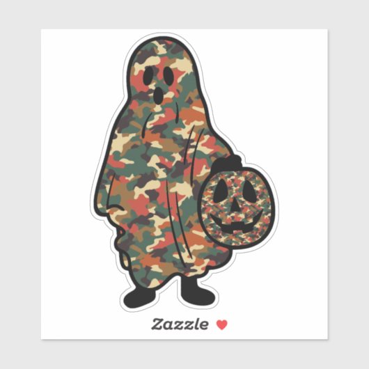 Spook en pompoen in camouflage sticker (Vel)