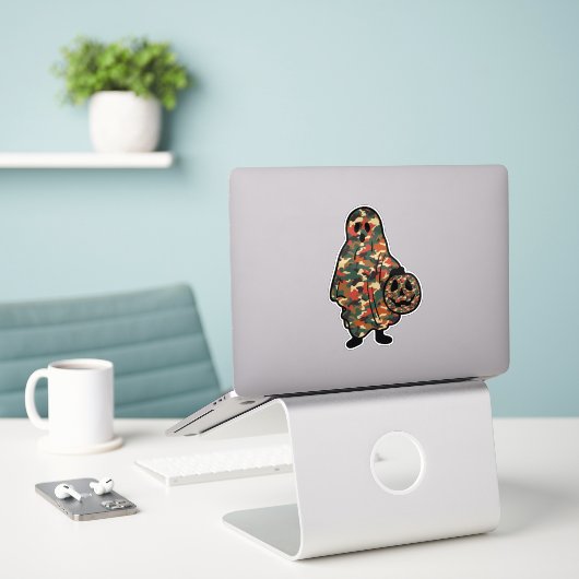 Spook en pompoen in camouflage sticker (Laptop op bureau)