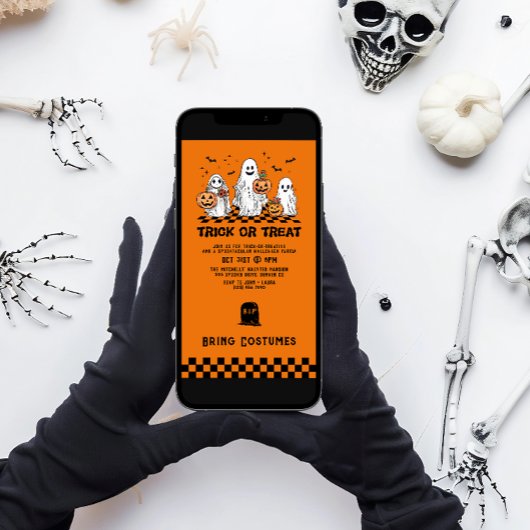 Spook en pompoen Trick or treat Halloween Party Kaart